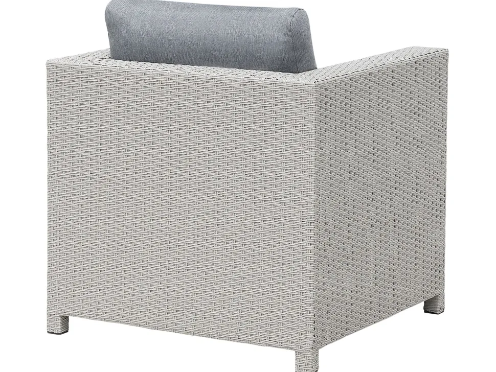 Lounge Set Rattan Hellgrau 4-Sitzer Auflagen Grau Milano