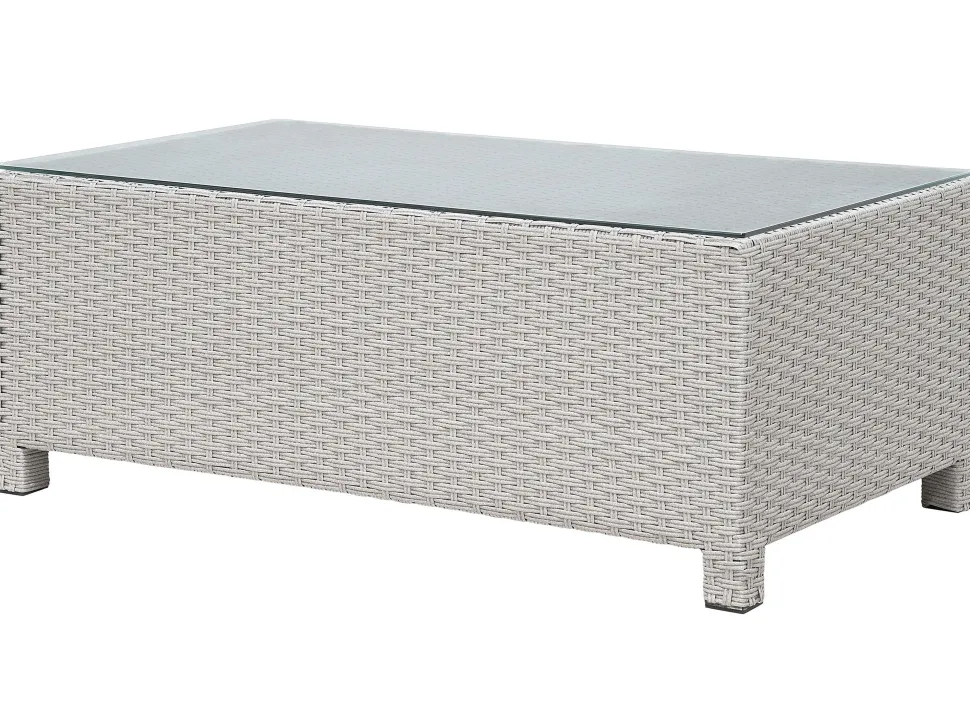 Lounge Set Rattan Hellgrau 4-Sitzer Auflagen Grau Milano