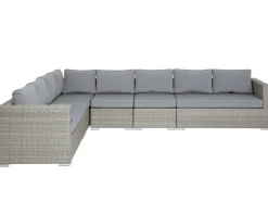 Lounge Set Rattan Hellgrau 8-Sitzer Modular Auflagen Grau Xxl