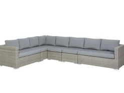 Lounge Set Rattan Hellgrau 8-Sitzer Modular Auflagen Grau Xxl