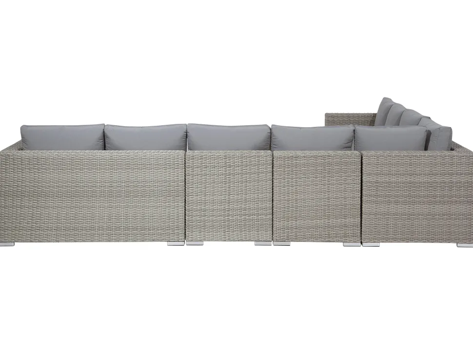 Lounge Set Rattan Hellgrau 8-Sitzer Modular Auflagen Grau Xxl