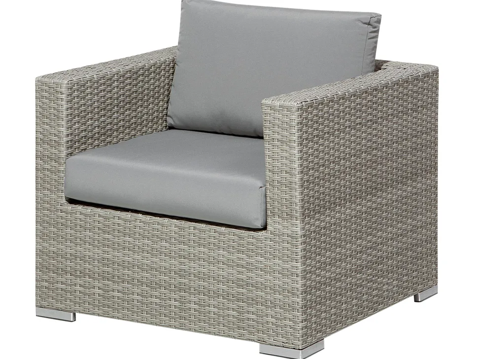 Lounge Set Rattan Hellgrau 8-Sitzer Modular Auflagen Grau Xxl