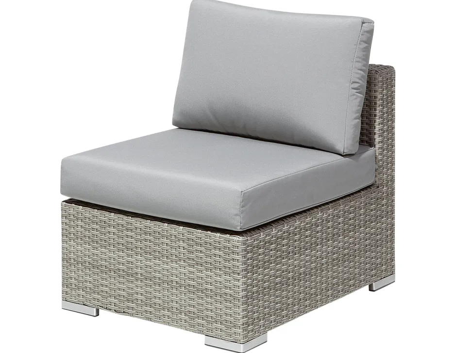 Lounge Set Rattan Hellgrau 8-Sitzer Modular Auflagen Grau Xxl