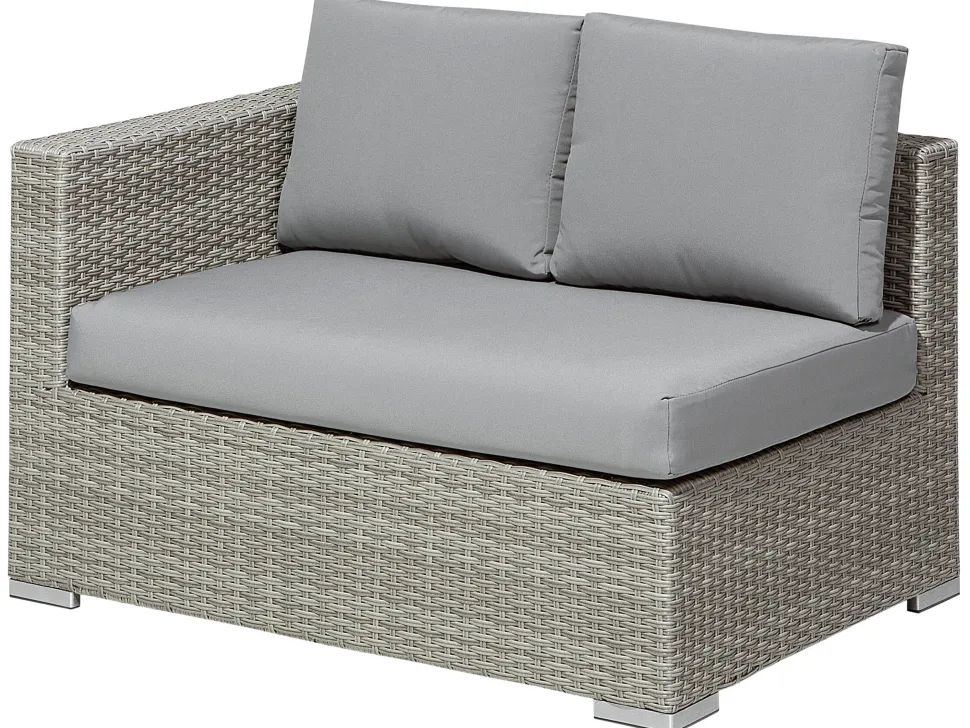 Lounge Set Rattan Hellgrau 8-Sitzer Modular Auflagen Grau Xxl