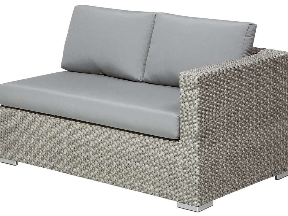 Lounge Set Rattan Hellgrau 8-Sitzer Modular Auflagen Grau Xxl