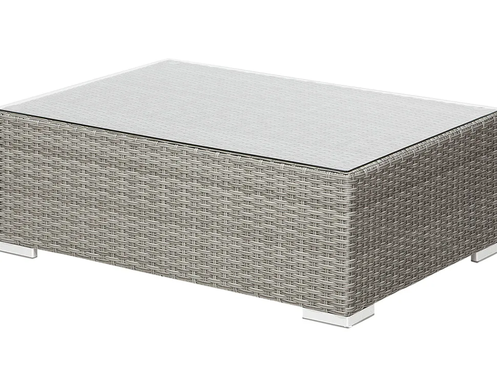 Lounge Set Rattan Hellgrau 8-Sitzer Modular Auflagen Grau Xxl