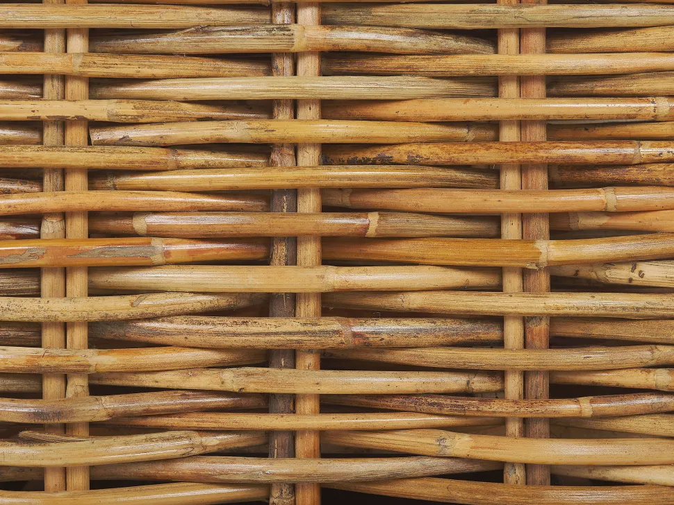 Lounge Set Rattan Naturlich 4-Sitzer Rechtsseitig Modular Auflagen Cremeweis Varallo