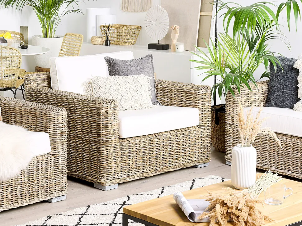 Lounge Set Rattan Naturlich 4-Sitzer Ardea
