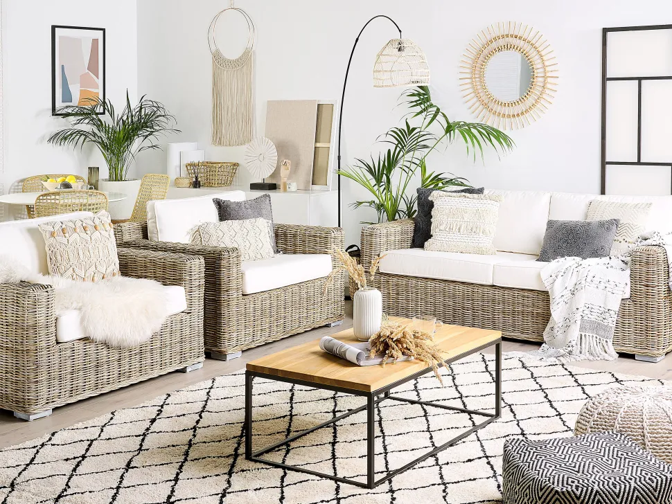 Lounge Set Rattan Naturlich 4-Sitzer Ardea