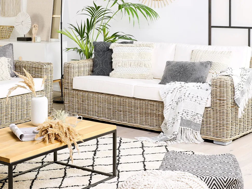 Lounge Set Rattan Naturlich 4-Sitzer Ardea