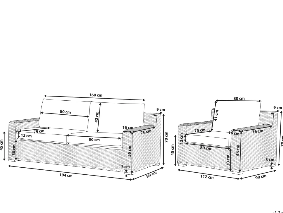 Lounge Set Rattan Naturlich 4-Sitzer Ardea
