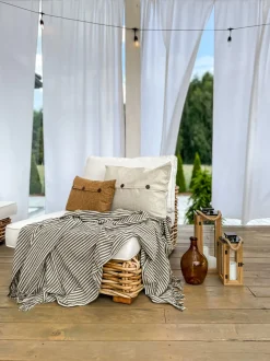 Lounge Set Rattan Naturlich 4-Sitzer Linksseitig Modular Auflagen Cremeweis Varallo