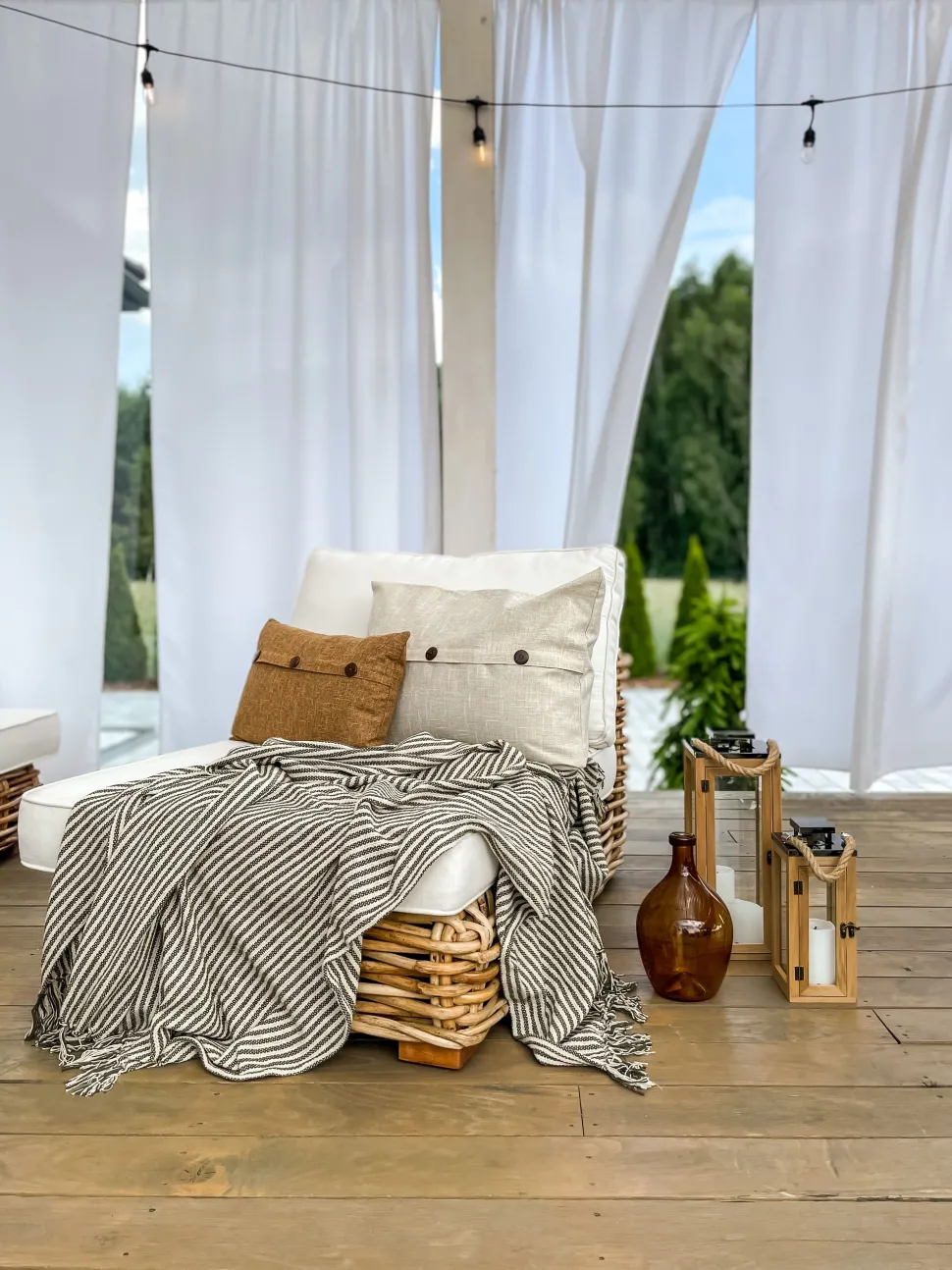 Lounge Set Rattan Naturlich 4-Sitzer Linksseitig Modular Auflagen Cremeweis Varallo