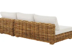Lounge Set Rattan Naturlich 4-Sitzer Linksseitig Modular Auflagen Cremeweis Varallo