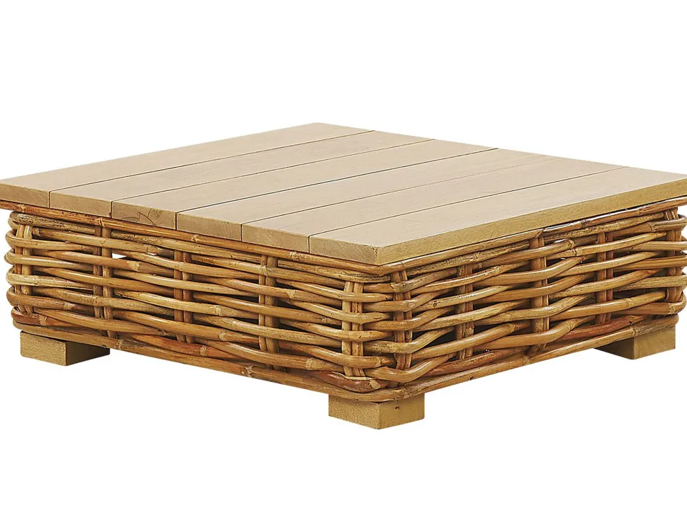 Lounge Set Rattan Naturlich 4-Sitzer Linksseitig Modular Auflagen Cremeweis Varallo