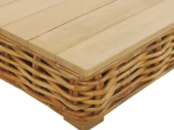 Lounge Set Rattan Naturlich 4-Sitzer Linksseitig Modular Auflagen Cremeweis Varallo
