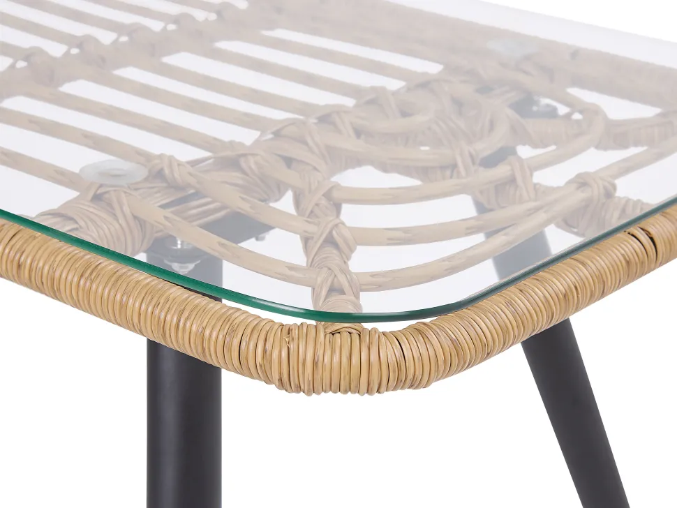 Lounge Set Rattan Naturlich 4-Sitzer Auflagen Graphitgrau Fobello