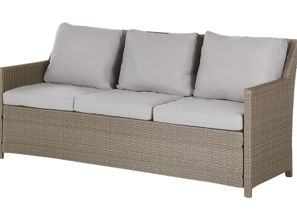 Lounge Set Rattan Taupe 5-Sitzer Auflagen Grau Fonti