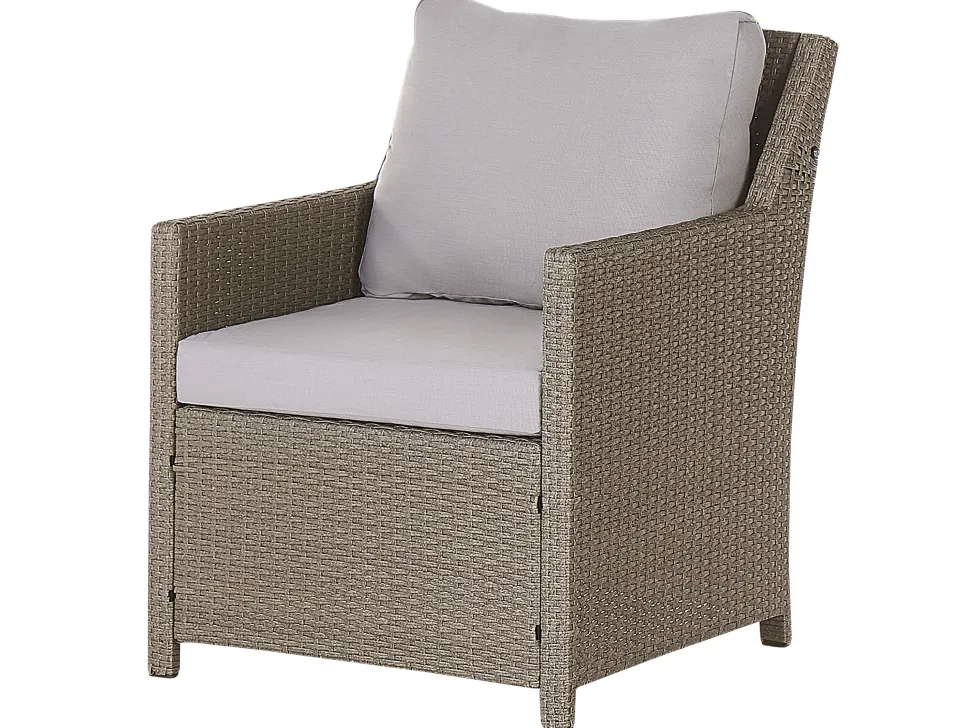 Lounge Set Rattan Taupe 5-Sitzer Auflagen Grau Fonti