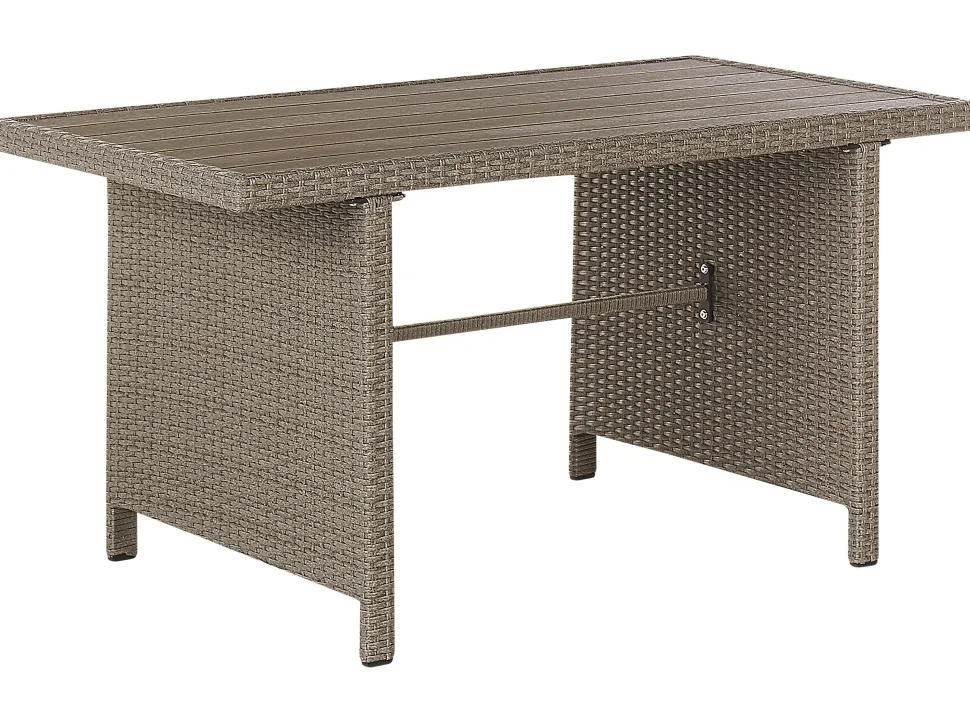 Lounge Set Rattan Taupe 5-Sitzer Auflagen Grau Fonti