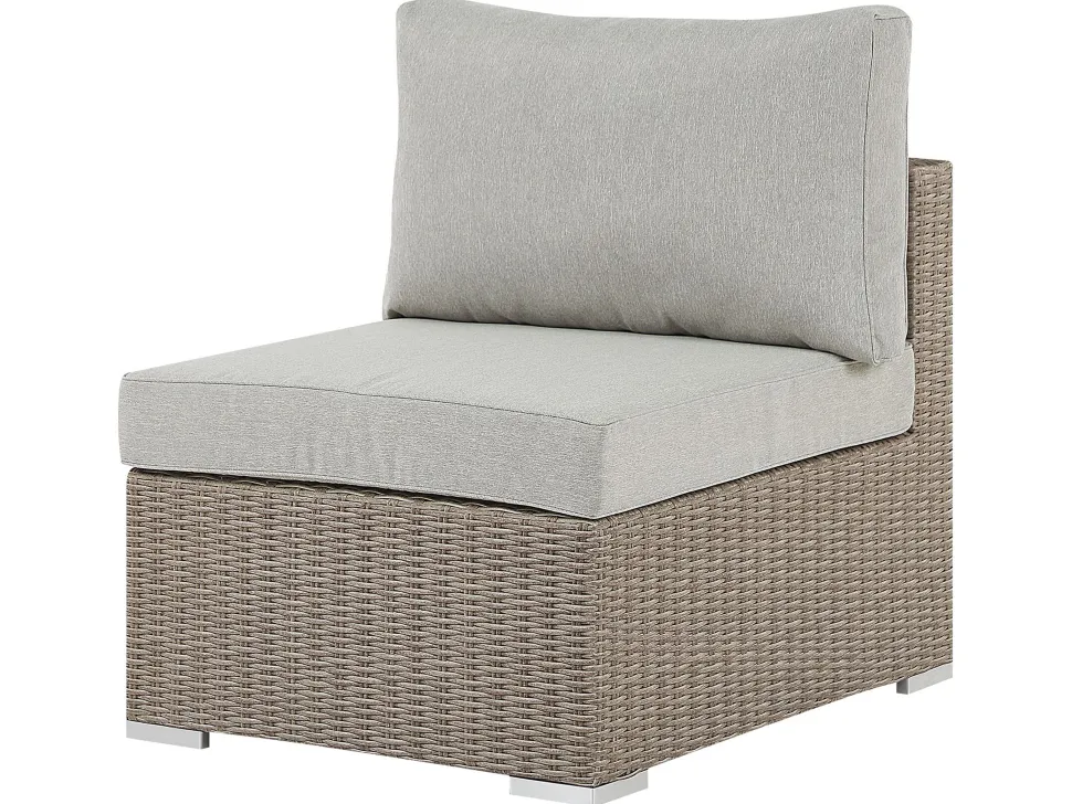 Lounge Set Rattan Taupe 6-Sitzer Linksseitig Modular Auflagen Hellgrau Contare