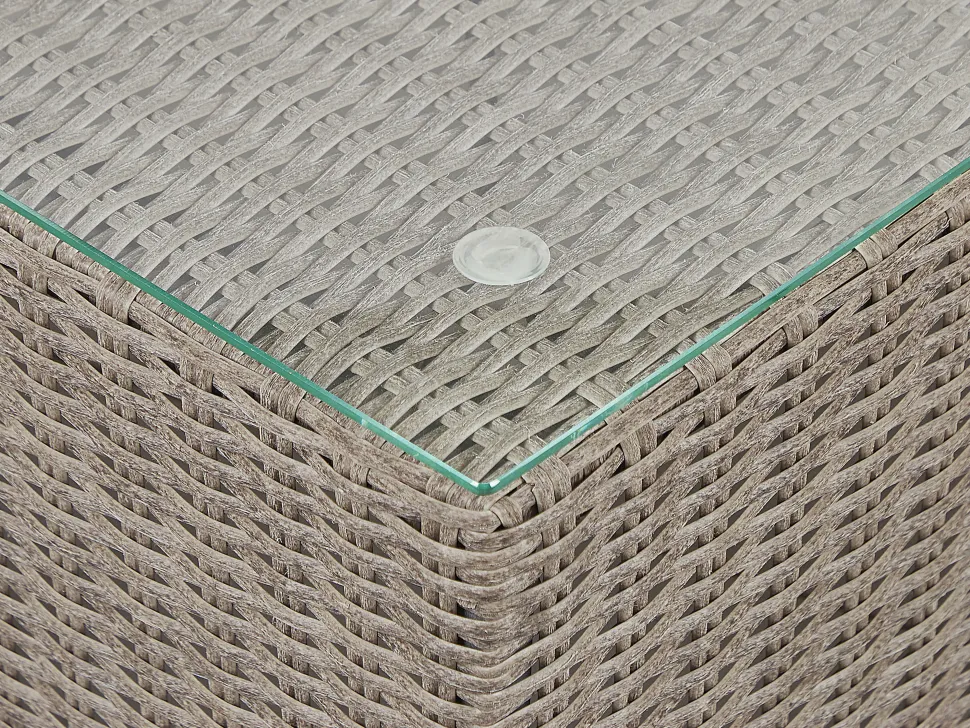 Lounge Set Rattan Taupe 6-Sitzer Linksseitig Modular Auflagen Hellgrau Contare