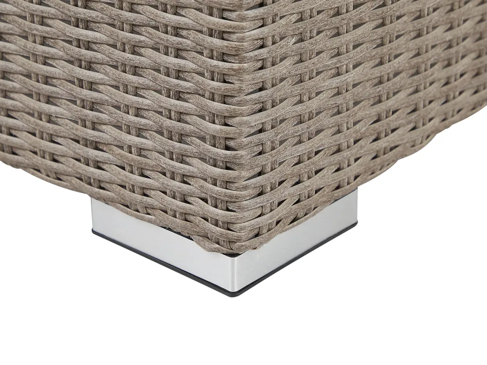Lounge Set Rattan Taupe 6-Sitzer Linksseitig Modular Auflagen Hellgrau Contare