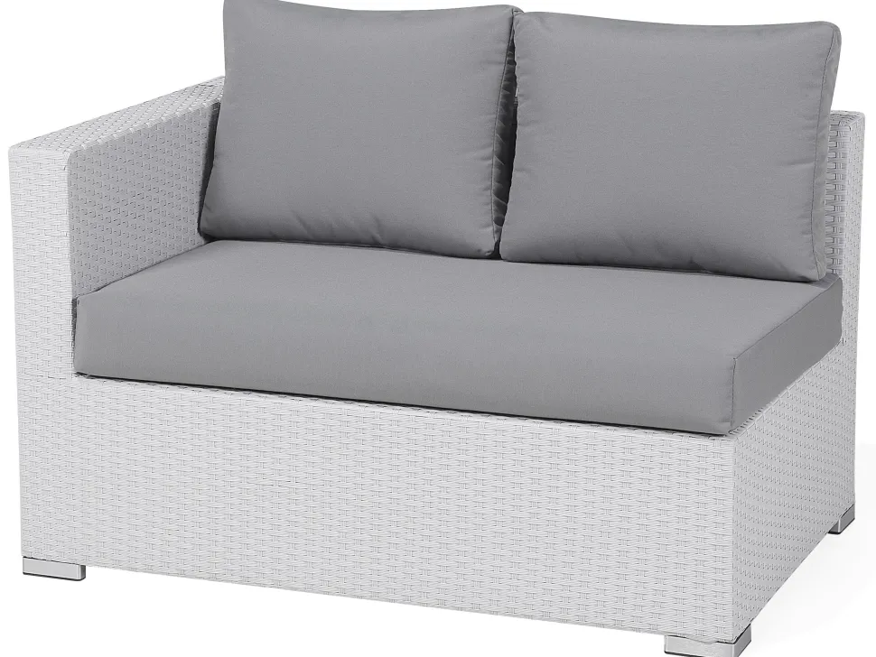 Lounge Set Rattan Weis 8-Sitzer Modular Auflagen Grau Xxl