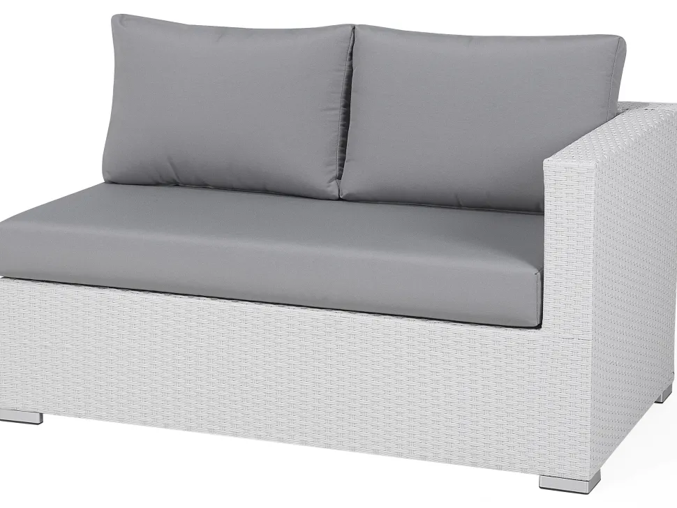 Lounge Set Rattan Weis 8-Sitzer Modular Auflagen Grau Xxl