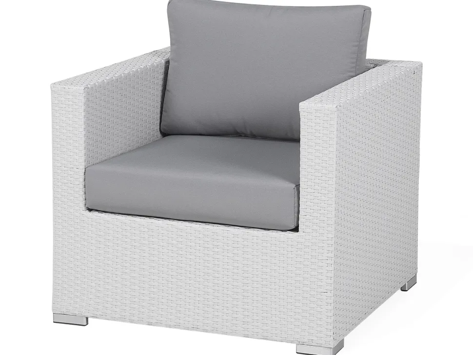 Lounge Set Rattan Weis 8-Sitzer Modular Auflagen Grau Xxl