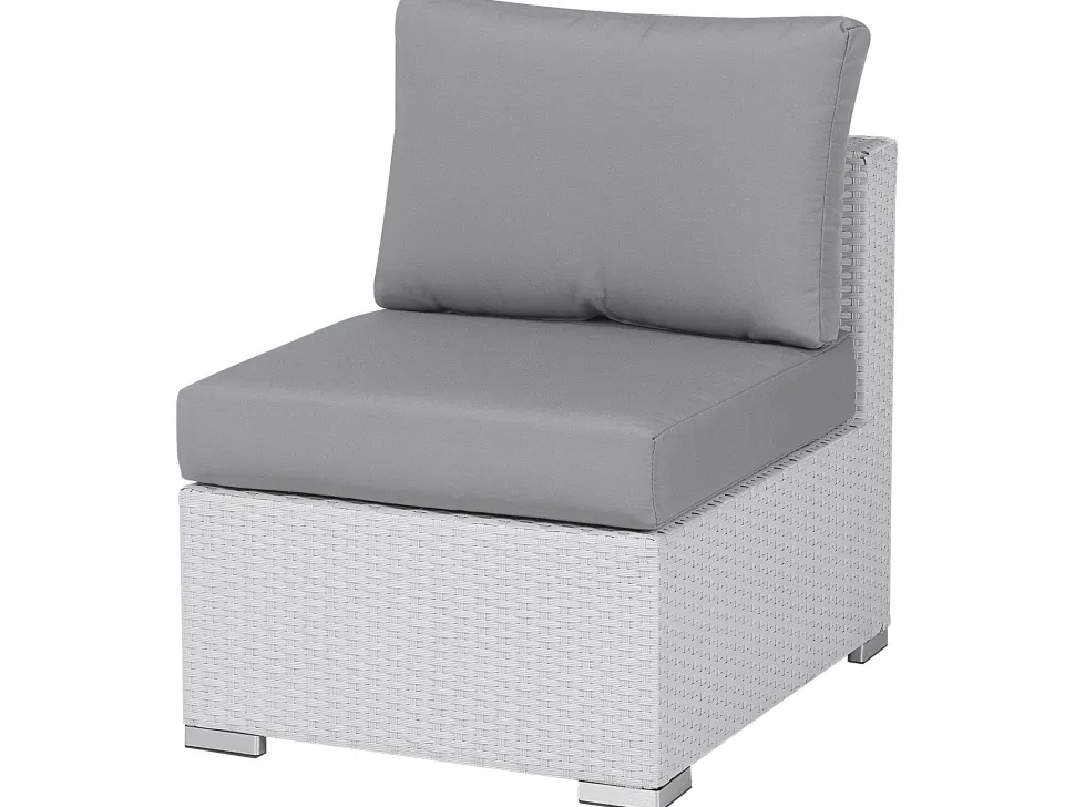 Lounge Set Rattan Weis 8-Sitzer Modular Auflagen Grau Xxl