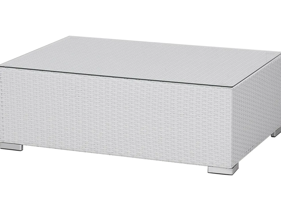 Lounge Set Rattan Weis 8-Sitzer Modular Auflagen Grau Xxl