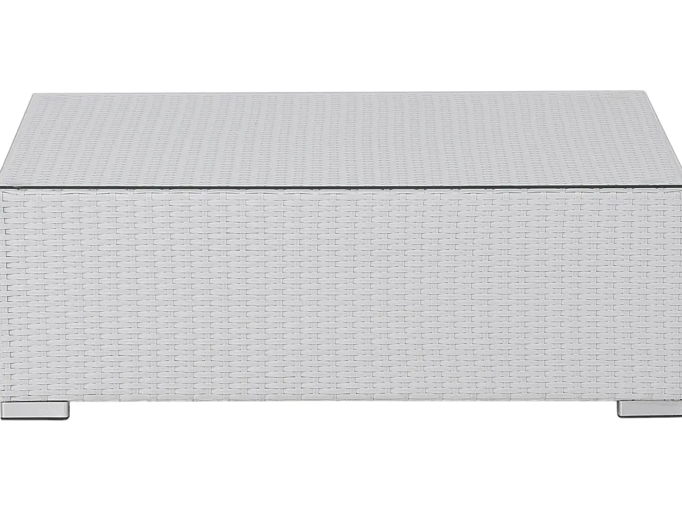 Lounge Set Rattan Weis 8-Sitzer Modular Auflagen Grau Xxl