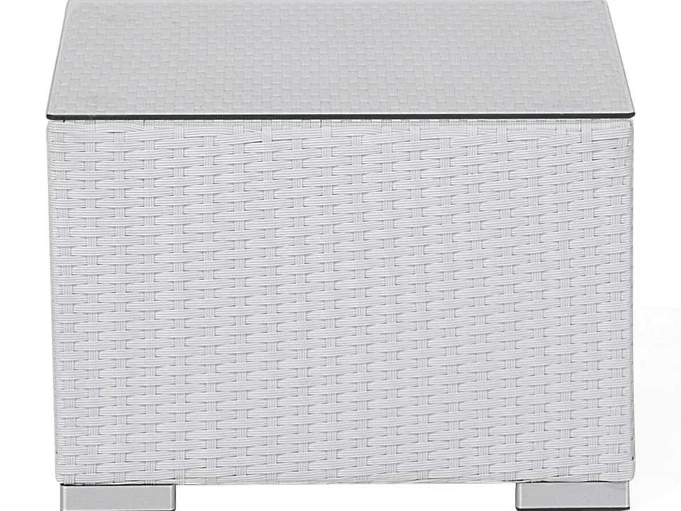 Lounge Set Rattan Weis 8-Sitzer Modular Auflagen Grau Xxl