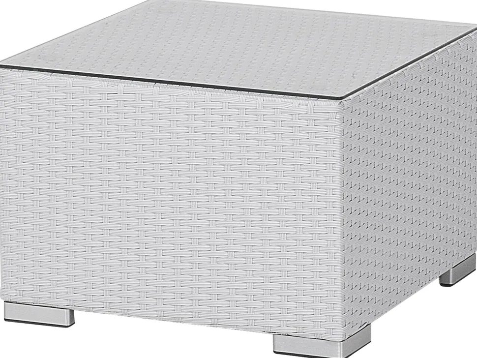 Lounge Set Rattan Weis 8-Sitzer Modular Auflagen Grau Xxl