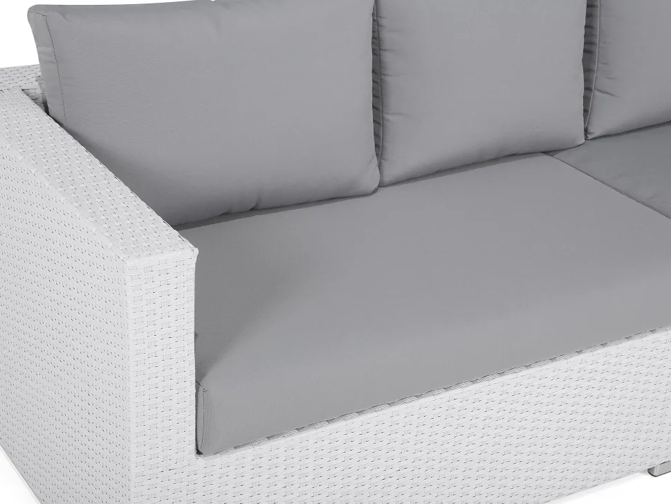 Lounge Set Rattan Weis 8-Sitzer Modular Auflagen Grau Xxl