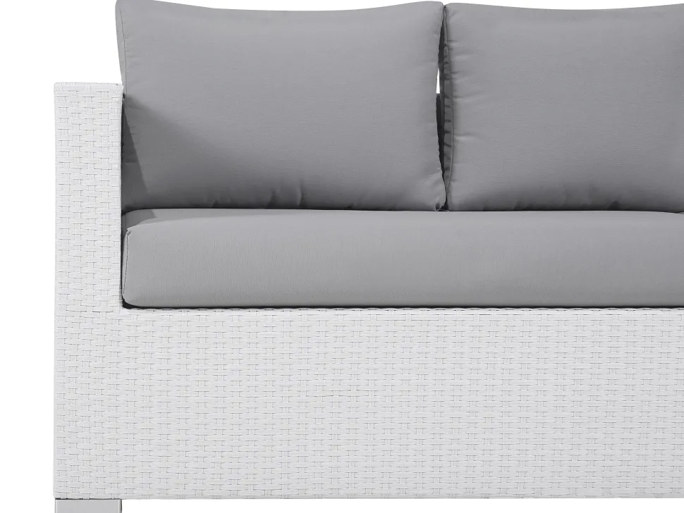 Lounge Set Rattan Weis 8-Sitzer Modular Auflagen Grau Xxl