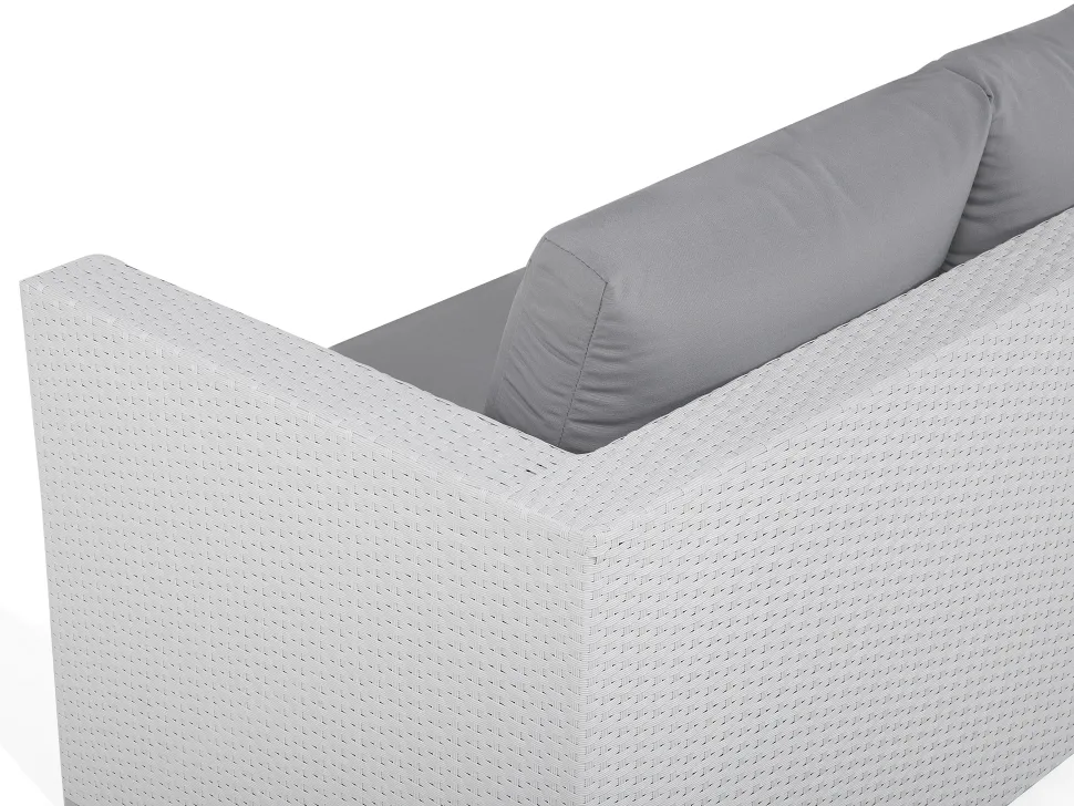 Lounge Set Rattan Weis 8-Sitzer Modular Auflagen Grau Xxl