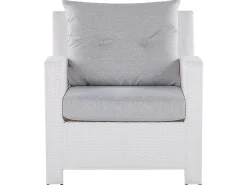 Lounge Set Rattan Weis 4-Sitzer Auflagen Grau San Marino