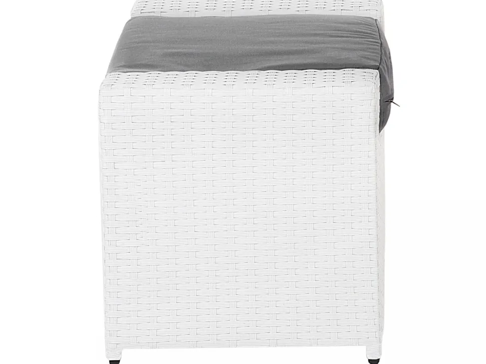 Lounge Set Rattan Weis 6-Sitzer Auflagen Grau Roma