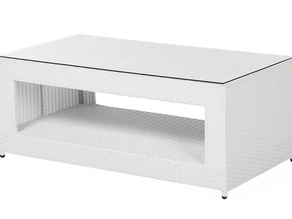 Lounge Set Rattan Weis 6-Sitzer Auflagen Grau Roma