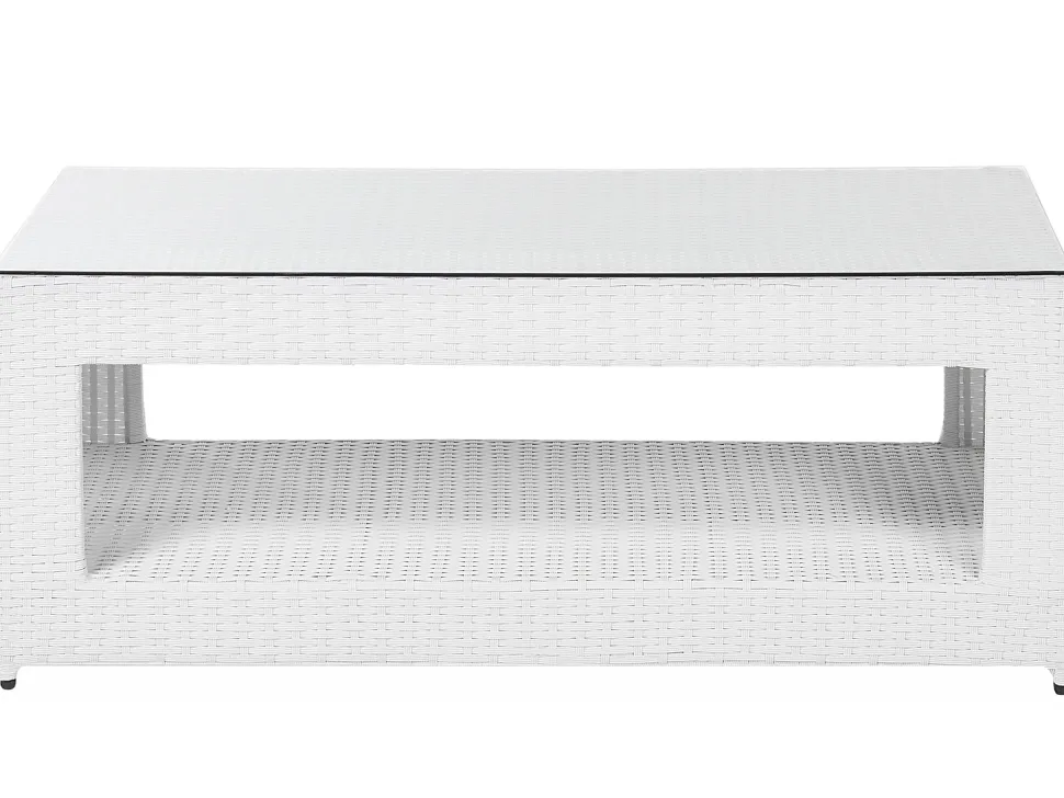 Lounge Set Rattan Weis 6-Sitzer Auflagen Grau Roma