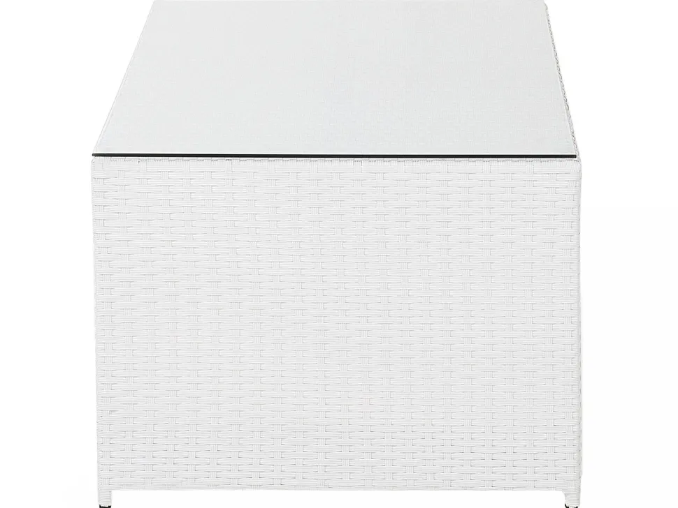 Lounge Set Rattan Weis 6-Sitzer Auflagen Grau Roma