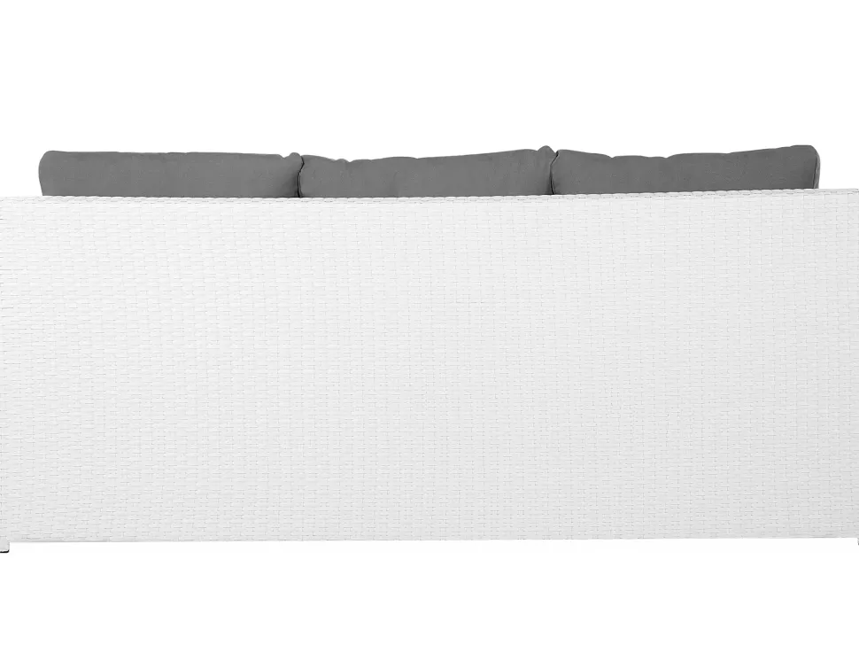 Lounge Set Rattan Weis 6-Sitzer Auflagen Grau Roma