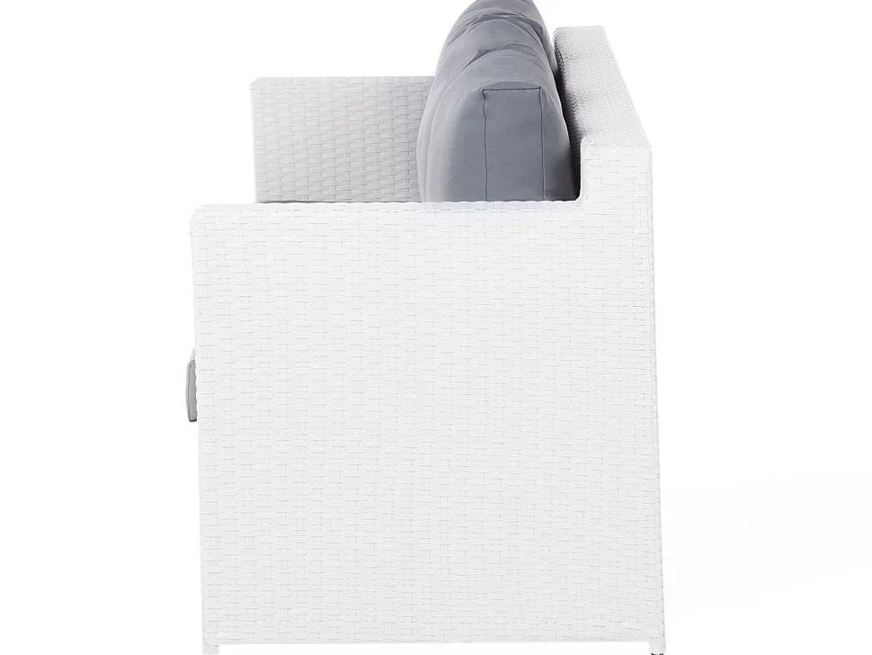 Lounge Set Rattan Weis 6-Sitzer Auflagen Grau Roma