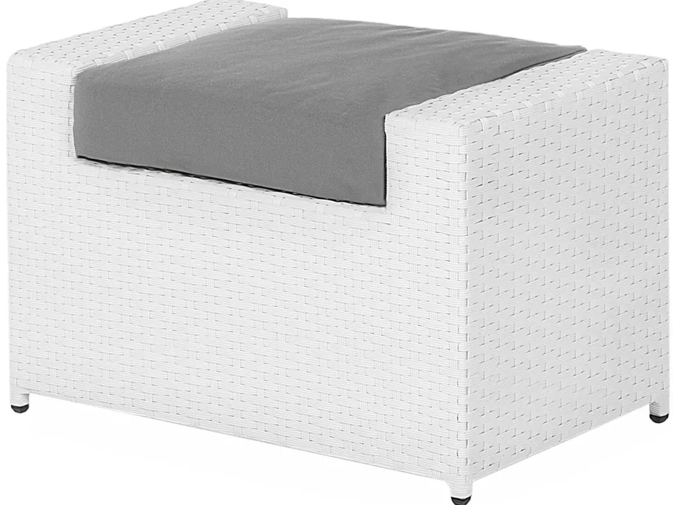 Lounge Set Rattan Weis 6-Sitzer Auflagen Grau Roma