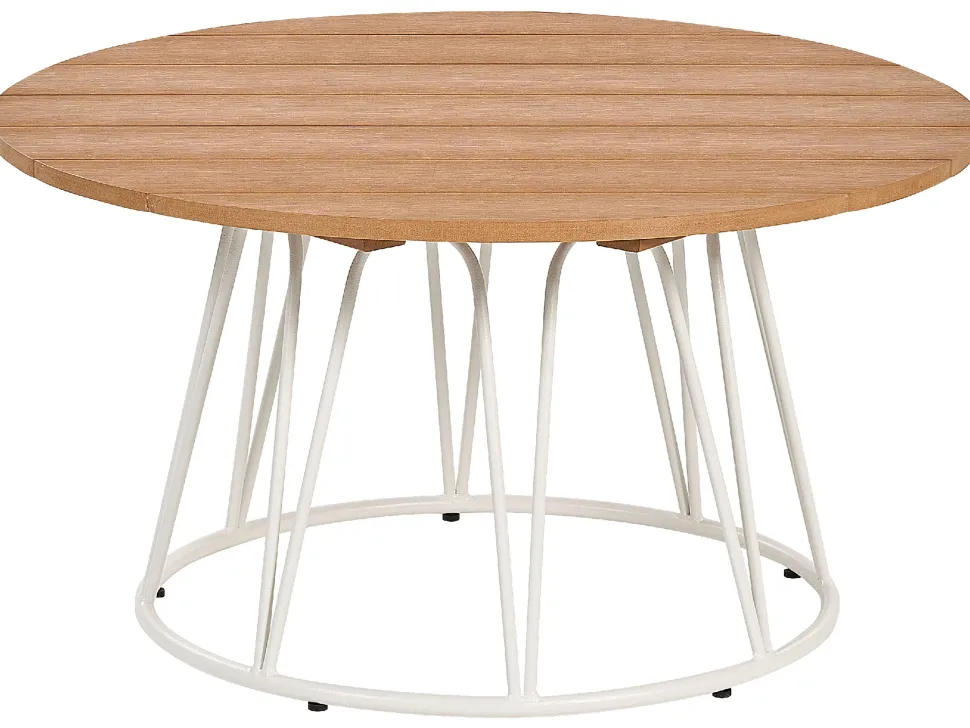 Lounge Set Stahl Weis 4-Sitzer Auflagen Beige Montesilvano
