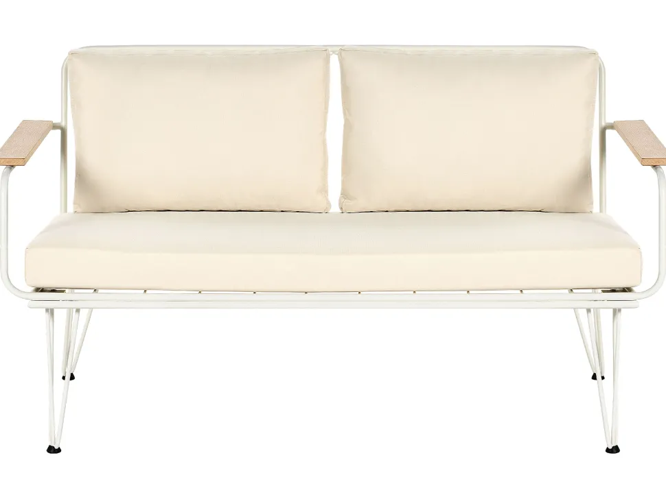 Lounge Set Stahl Weis 4-Sitzer Auflagen Beige Montesilvano