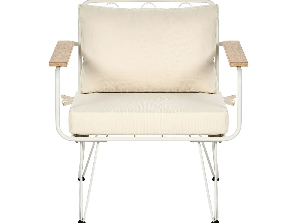 Lounge Set Stahl Weis 4-Sitzer Auflagen Beige Montesilvano