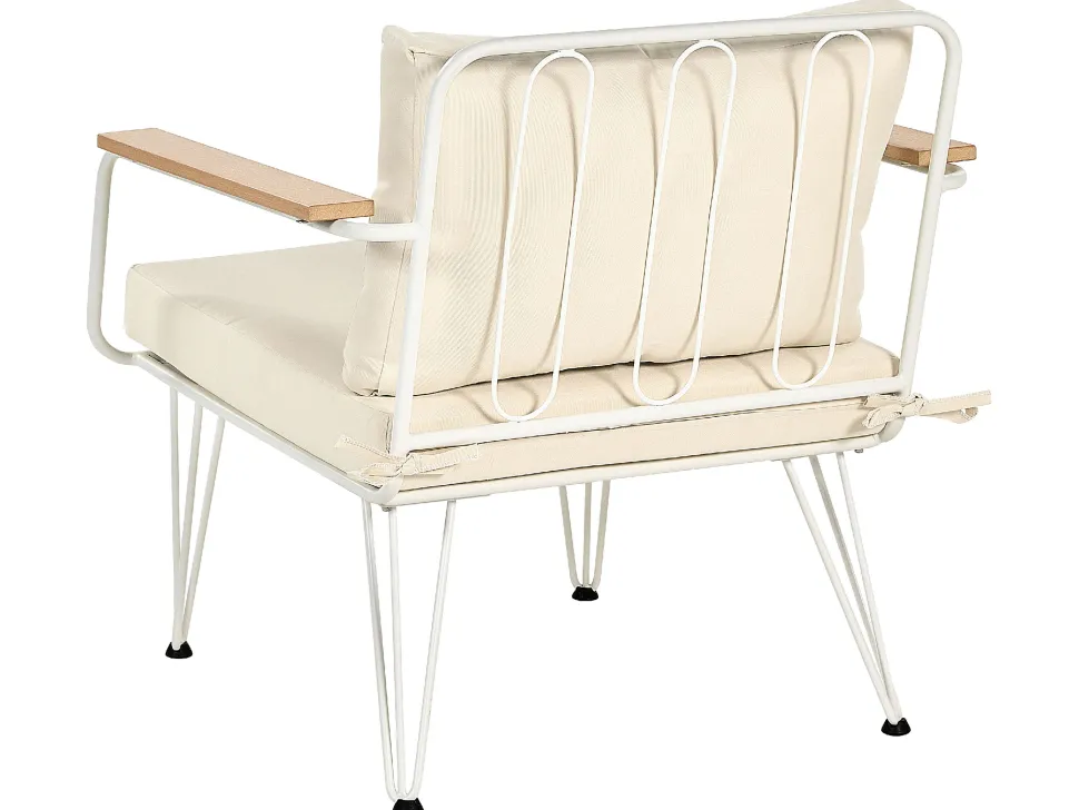 Lounge Set Stahl Weis 4-Sitzer Auflagen Beige Montesilvano